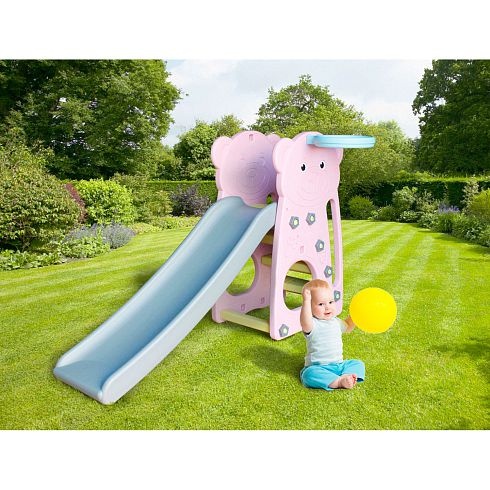 Детская пластиковая горка с баскетбольным кольцом Bear