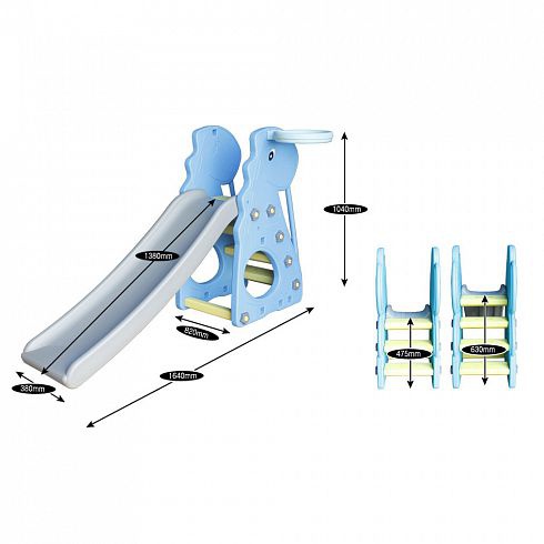Детская пластиковая горка с баскетбольным кольцом Dinosaur