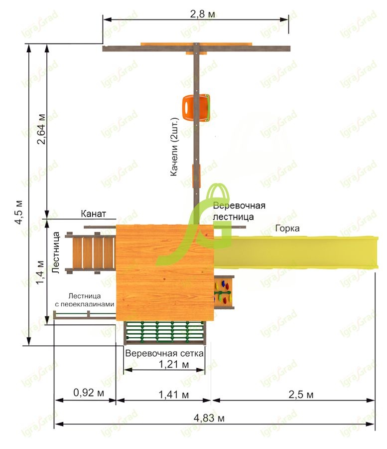 Детская игровая площадка IgraGrad Панда Фани Fort с сеткой