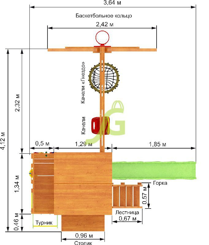 Детская игровая площадка IgraGrad Крафт Pro 3 скат 2 м