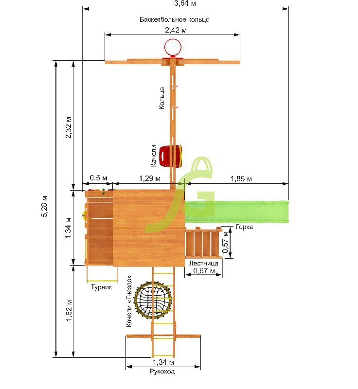 Детская игровая площадка IgraGrad Крафт Pro 4 скат 2 м