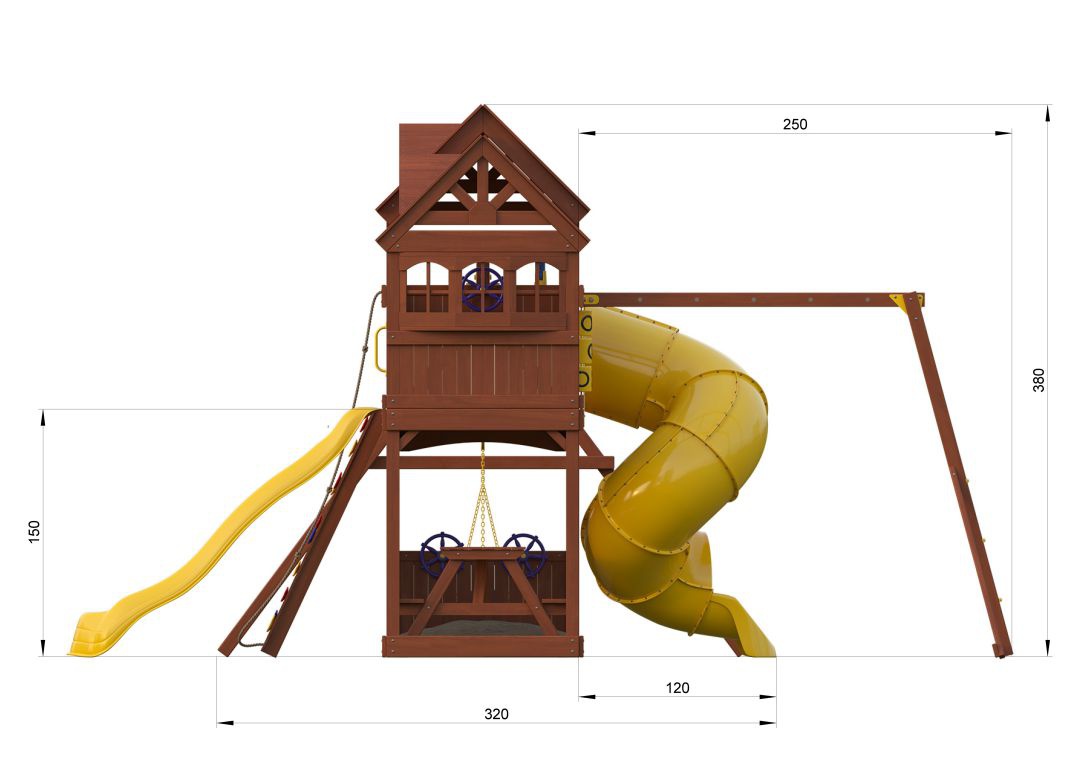 Детский игровой комплекс New Sunrise Нью Санрайз с винтовой горкой-трубой и рукоходом