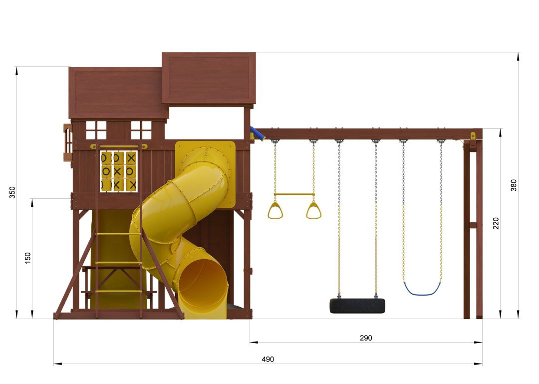 Детский игровой комплекс New Sunrise Нью Санрайз с винтовой горкой-трубой и рукоходом
