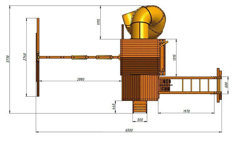 Детская деревянная площадка MoyDvor Панорама с трубой и рукоходом