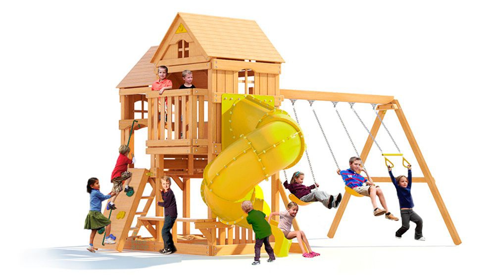 Детская деревянная площадка MoyDvor Панорама с трубой