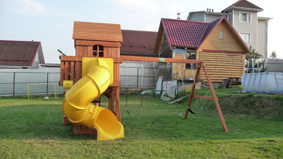 Детская деревянная площадка MoyDvor Панорама с трубой