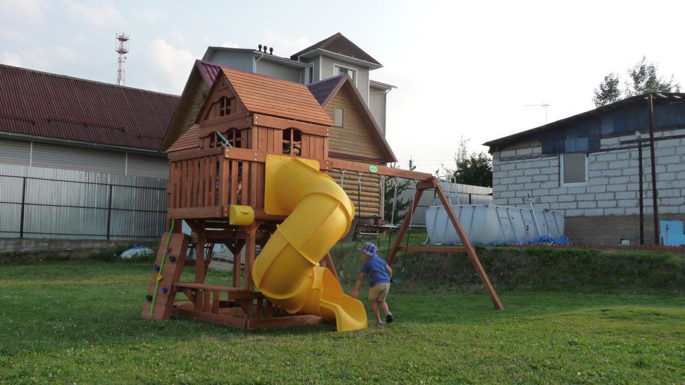 Детская деревянная площадка MoyDvor Панорама с трубой