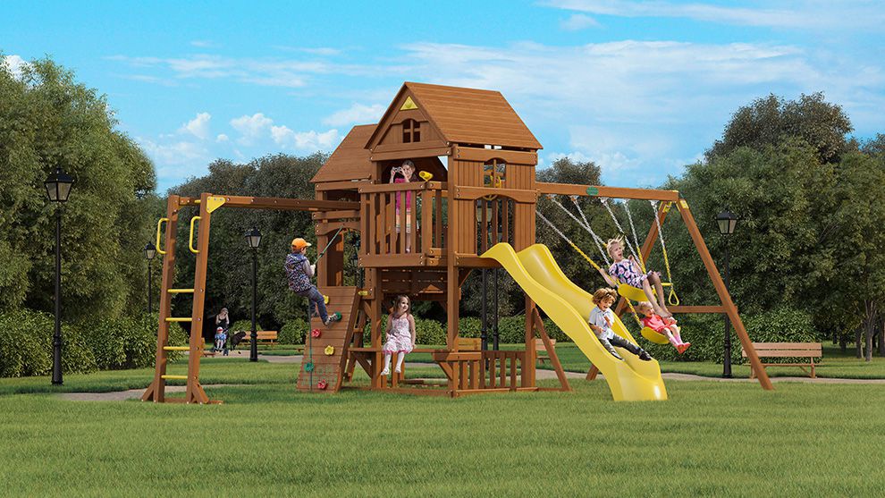 Детская деревянная площадка MoyDvor Панорама с рукоходом