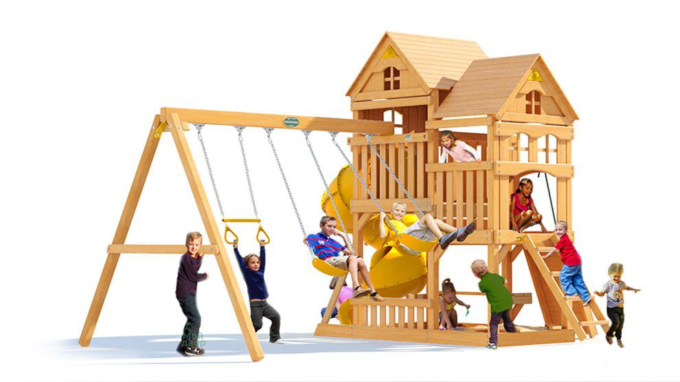 Детская деревянная площадка MoyDvor Панорама с трубой