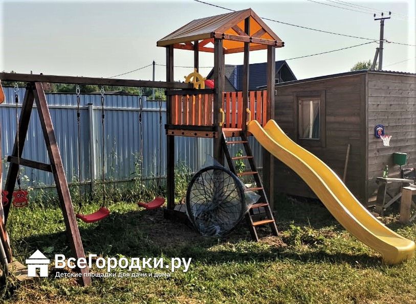 Детский игровой комплекс Perfetto sport Pitigliano-3 + качели Паутина