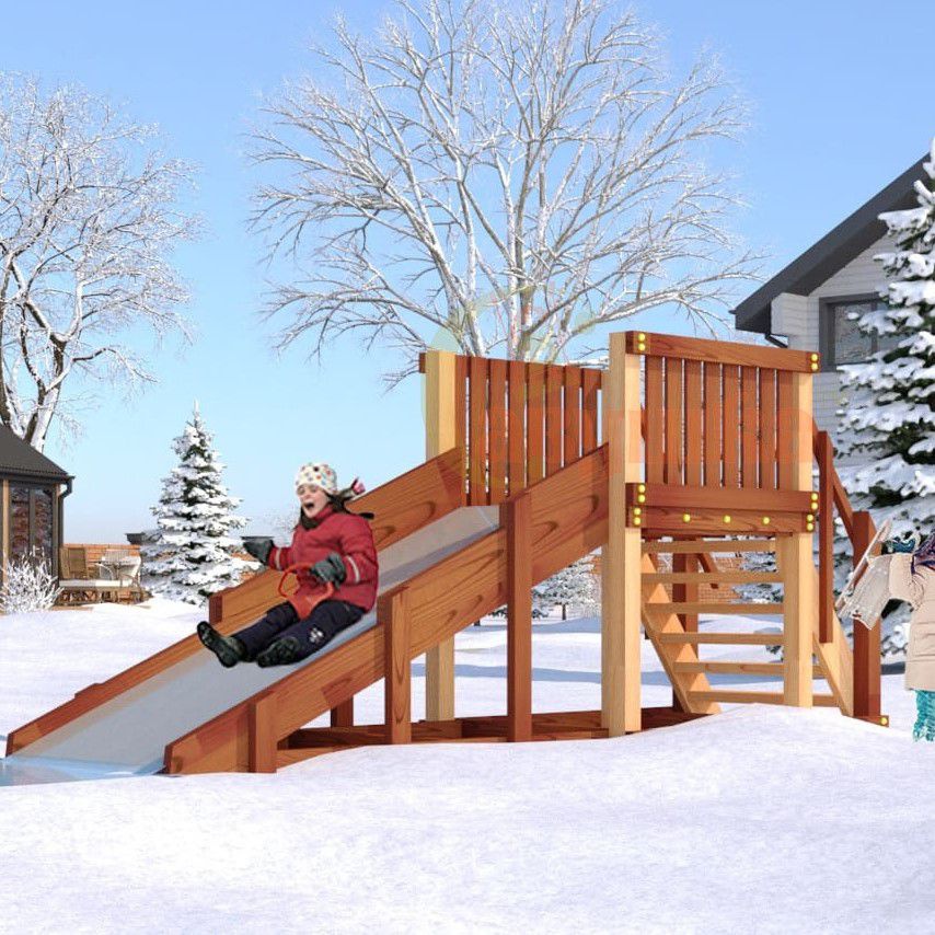 Зимняя деревянная игровая горка Савушка Зима 1