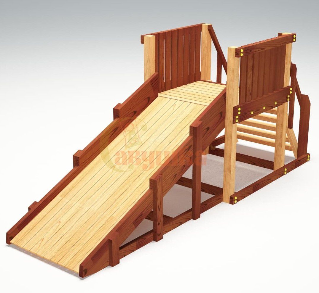 Зимняя деревянная игровая горка Савушка Зима 1