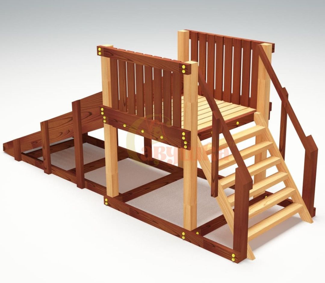 Зимняя деревянная игровая горка Савушка Зима 1