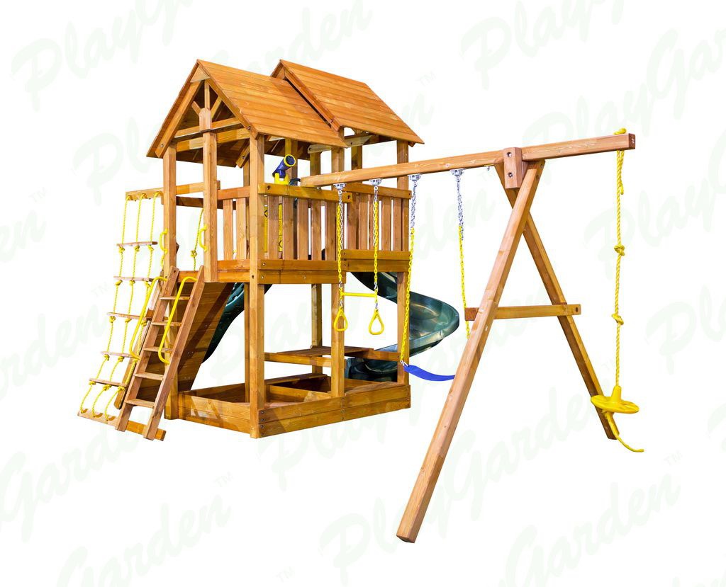 Игровая площадка Playgarden SkyFort стандарт со спиральной и прямой горкой с волной