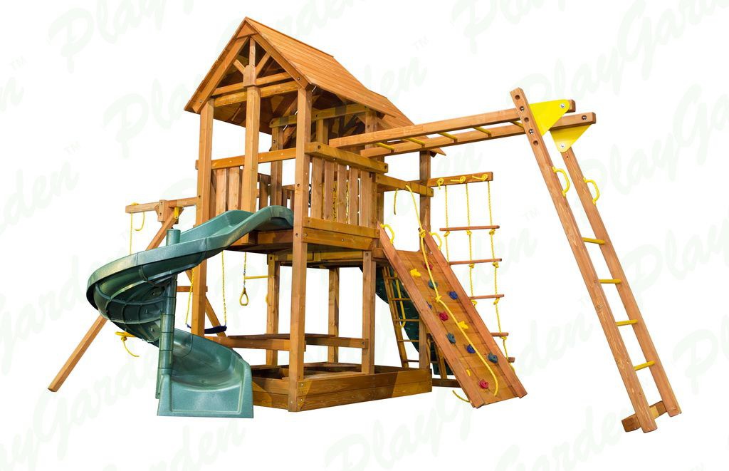 Игровая площадка Playgarden SkyFort стандарт со спиральной горкой и манки-баром-рукоходом