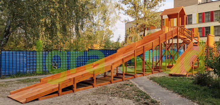 Зимняя деревянная горка Snow Fox 12 м с двумя скатами