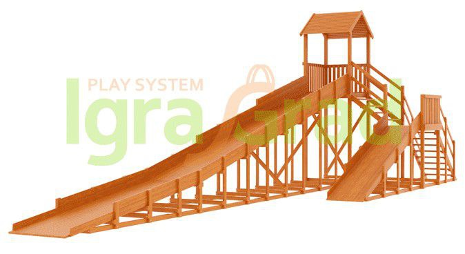 Зимняя деревянная горка Snow Fox 12 м с двумя скатами