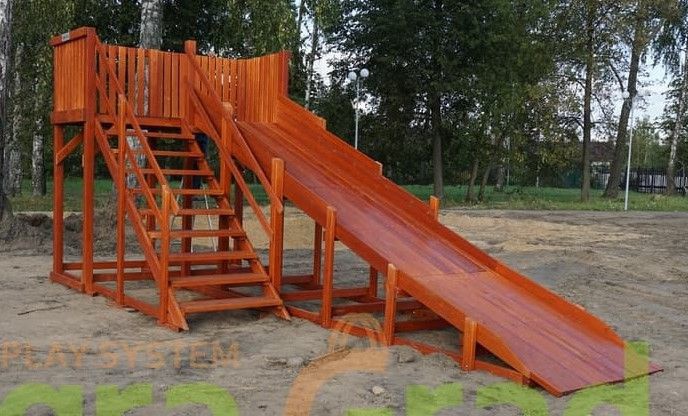 Детская деревянная зимняя горка Snow Fox скат 5,9 м