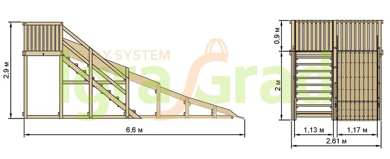 Детская деревянная зимняя горка Snow Fox скат 5,9 м