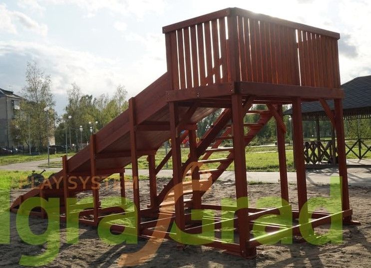 Детская деревянная зимняя горка Snow Fox скат 5,9 м