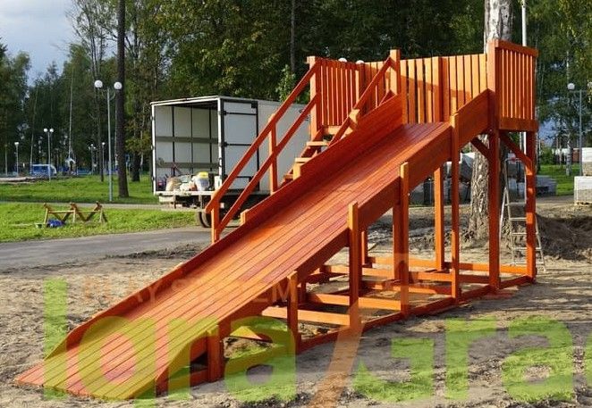 Детская деревянная зимняя горка Snow Fox скат 5,9 м