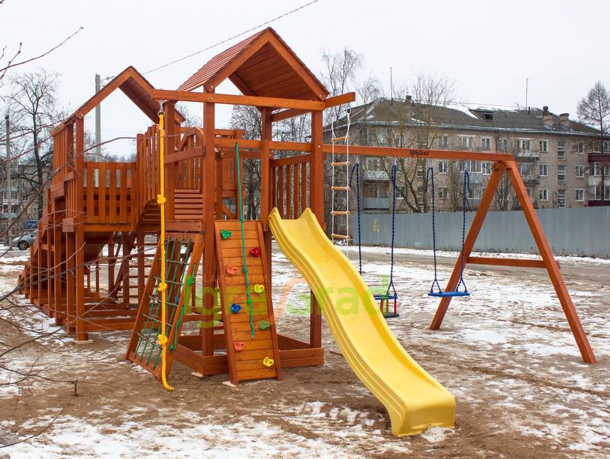 Детская деревянная зимняя горка Snow Fox 5,9 м и Панда Фани Gride