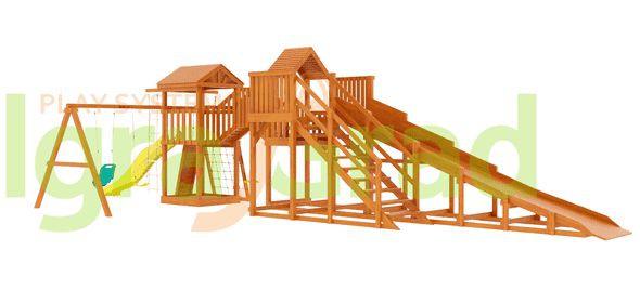 Детская деревянная зимняя горка Snow Fox 5,9 м и Панда Фани Gride