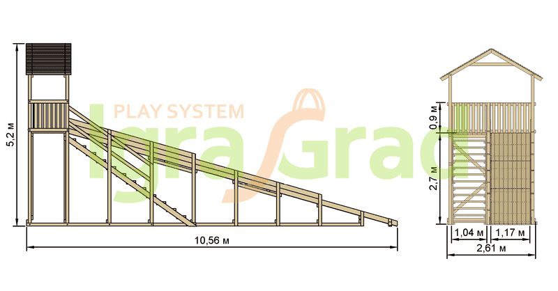 Зимняя горка Snow Fox (Домик) скат 10 м