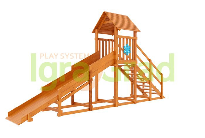 Заливная горка IgraGrad Snow Fox Start с крышей скат 4 м