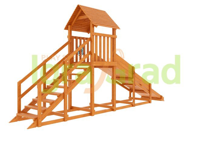 Заливная горка IgraGrad Snow Fox Start с крышей скат 4 м