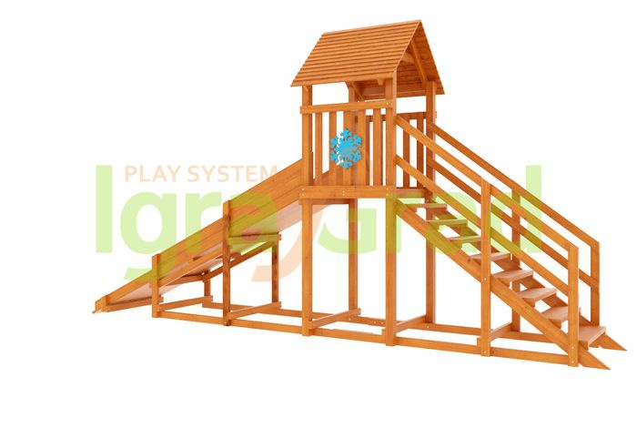 Заливная горка IgraGrad Snow Fox Start с крышей скат 4 м