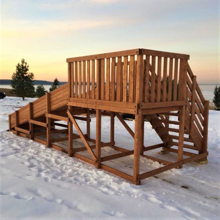 Зимняя Деревянная горка MoyDvor SWAN-1