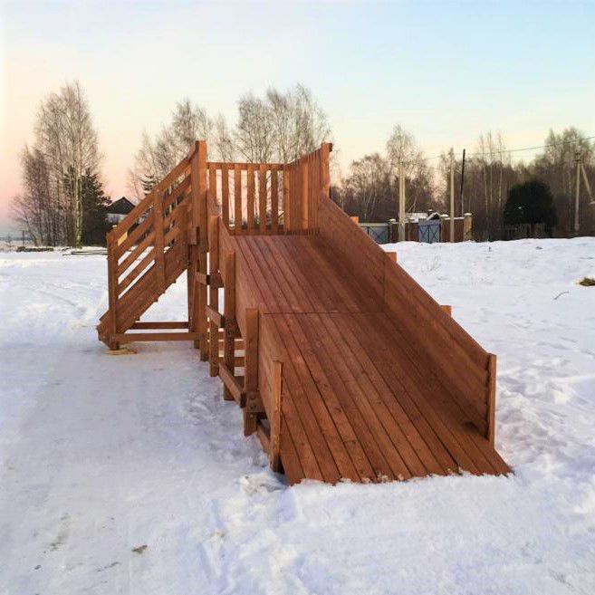 Зимняя Деревянная горка MoyDvor SWAN-1