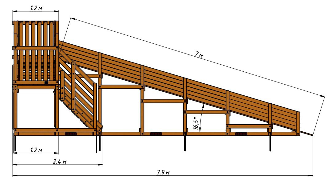 Зимняя Деревянная горка MoyDvor SWAN-2 для тюбинга