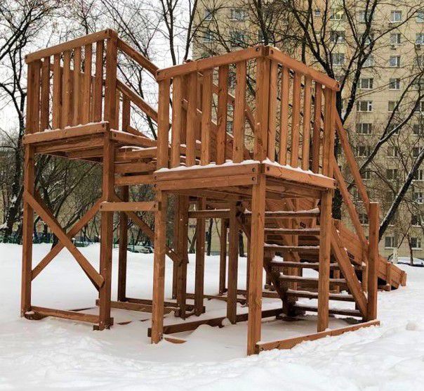 Зимняя Деревянная горка MoyDvor SWAN-2 для тюбинга