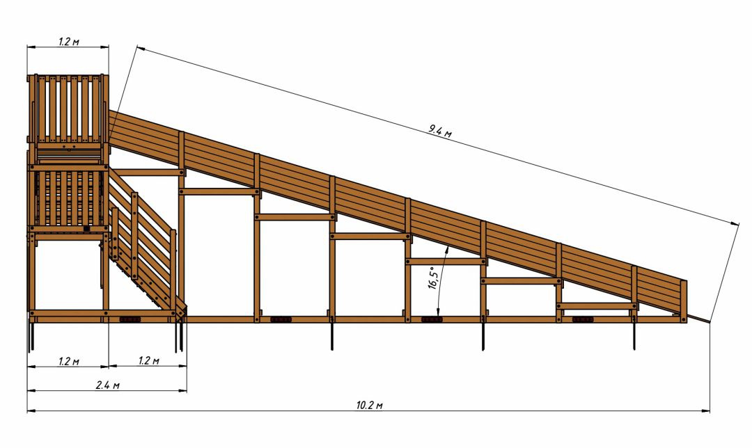 Зимняя Деревянная горка MoyDvor SWAN-3