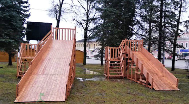 Зимняя Деревянная горка MoyDvor SWAN-3