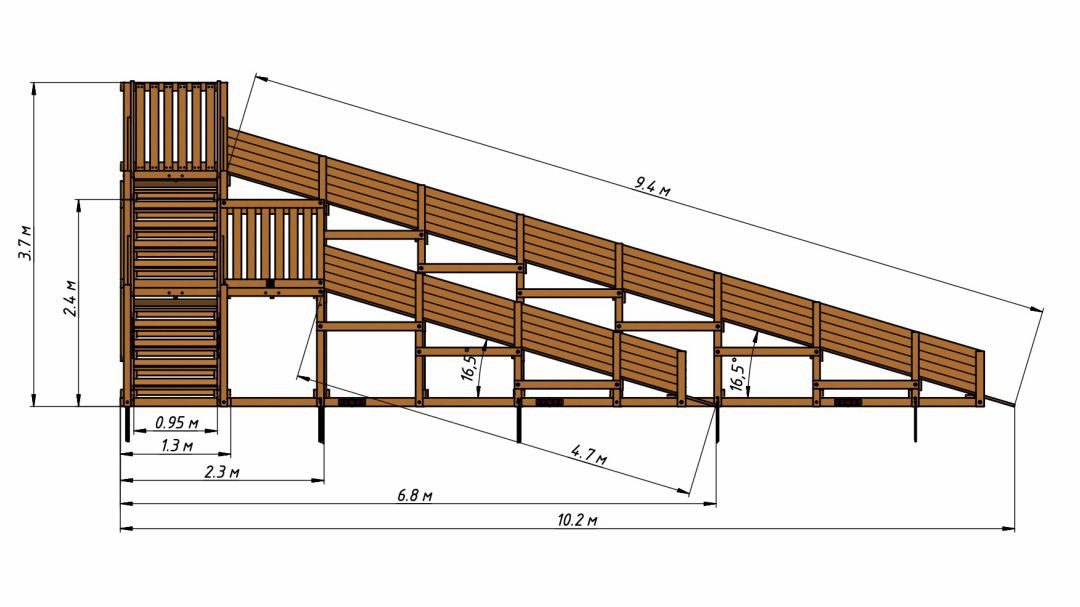 Зимняя Деревянная горка MoyDvor SWAN-4 с двумя спусками