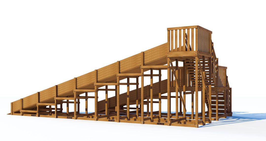 Зимняя Деревянная горка MoyDvor SWAN-4 с двумя спусками