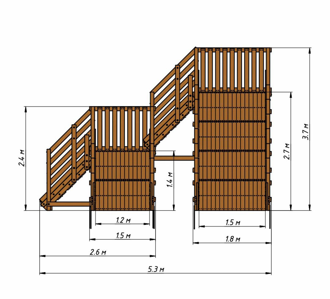Зимняя Деревянная горка MoyDvor SWAN-4 с двумя спусками