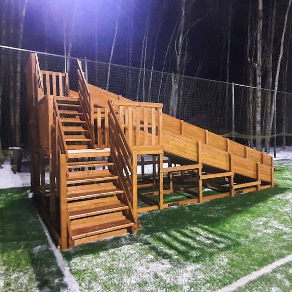 Зимняя Деревянная горка MoyDvor SWAN-4 с двумя спусками