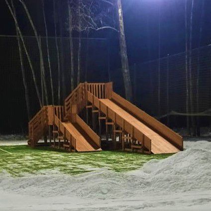 Зимняя Деревянная горка MoyDvor SWAN-4 с двумя спусками