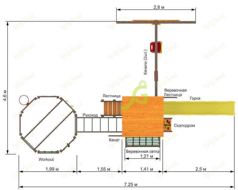 Детская игровая площадка Igragrad Панда Фани Gride с Workout