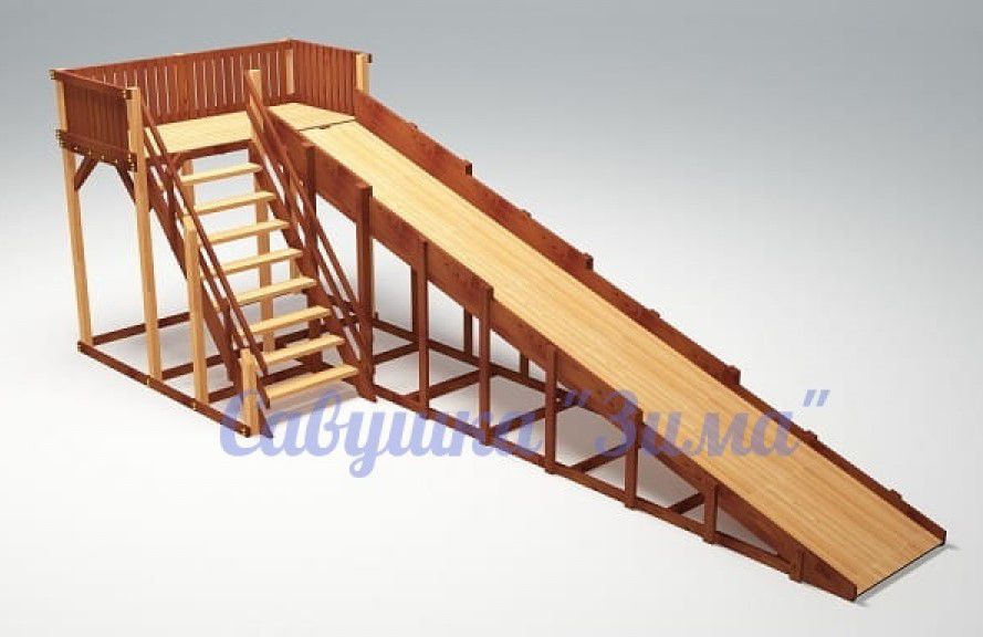 Зимняя деревянная игровая горка Савушка Зима-6