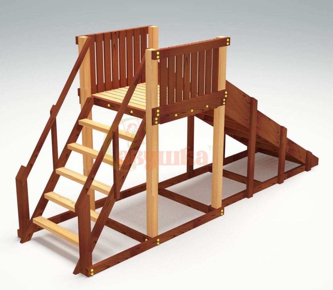 Зимняя деревянная игровая горка Савушка Зима 2