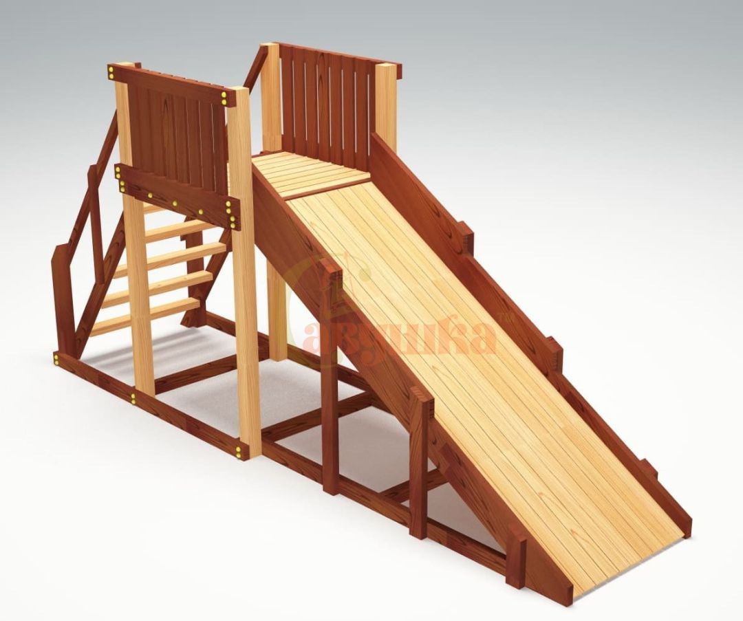 Зимняя деревянная игровая горка Савушка Зима 2