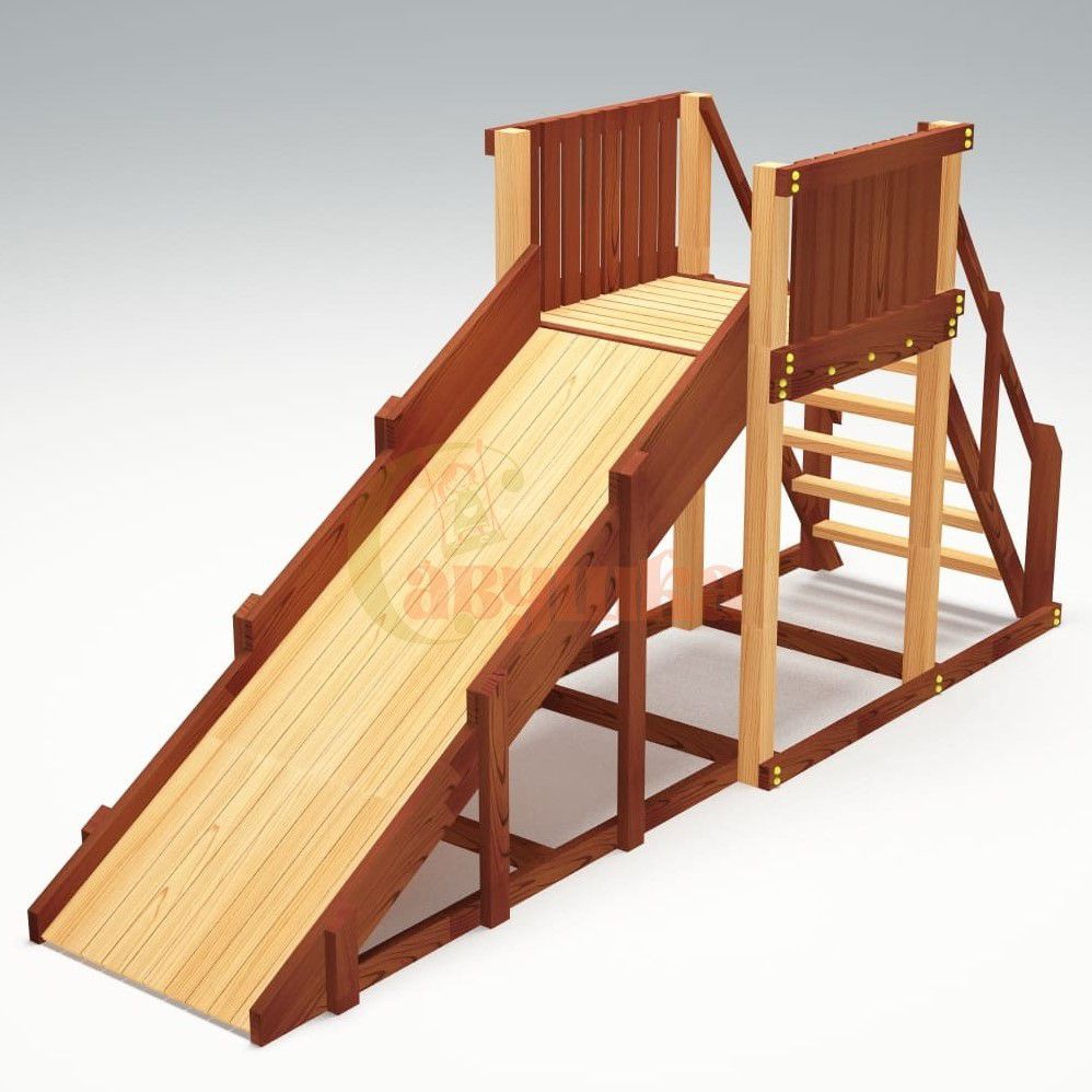 Зимняя деревянная игровая горка Савушка Зима 2