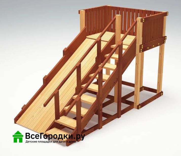 Зимняя деревянная игровая горка Савушка Зима-3