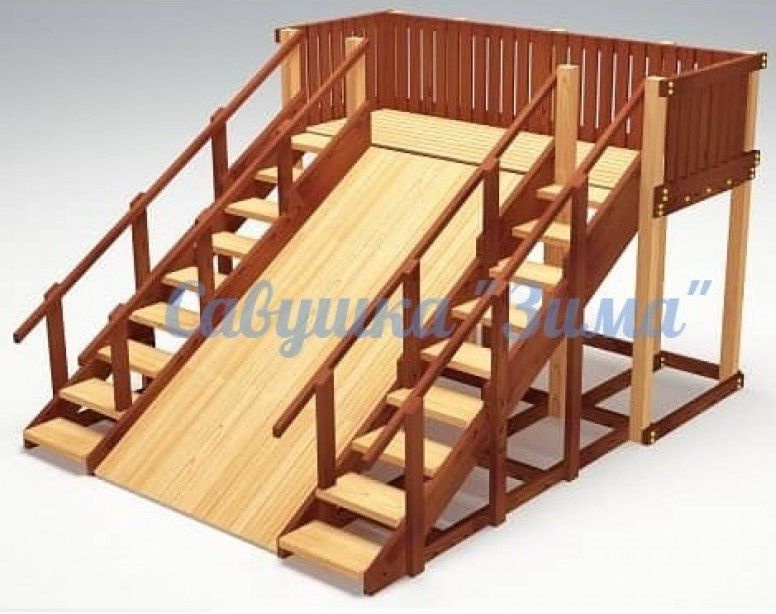 Зимняя деревянная игровая горка Савушка Зима-4