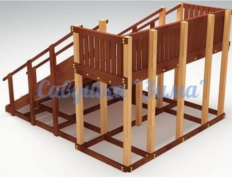 Зимняя деревянная игровая горка Савушка Зима-4